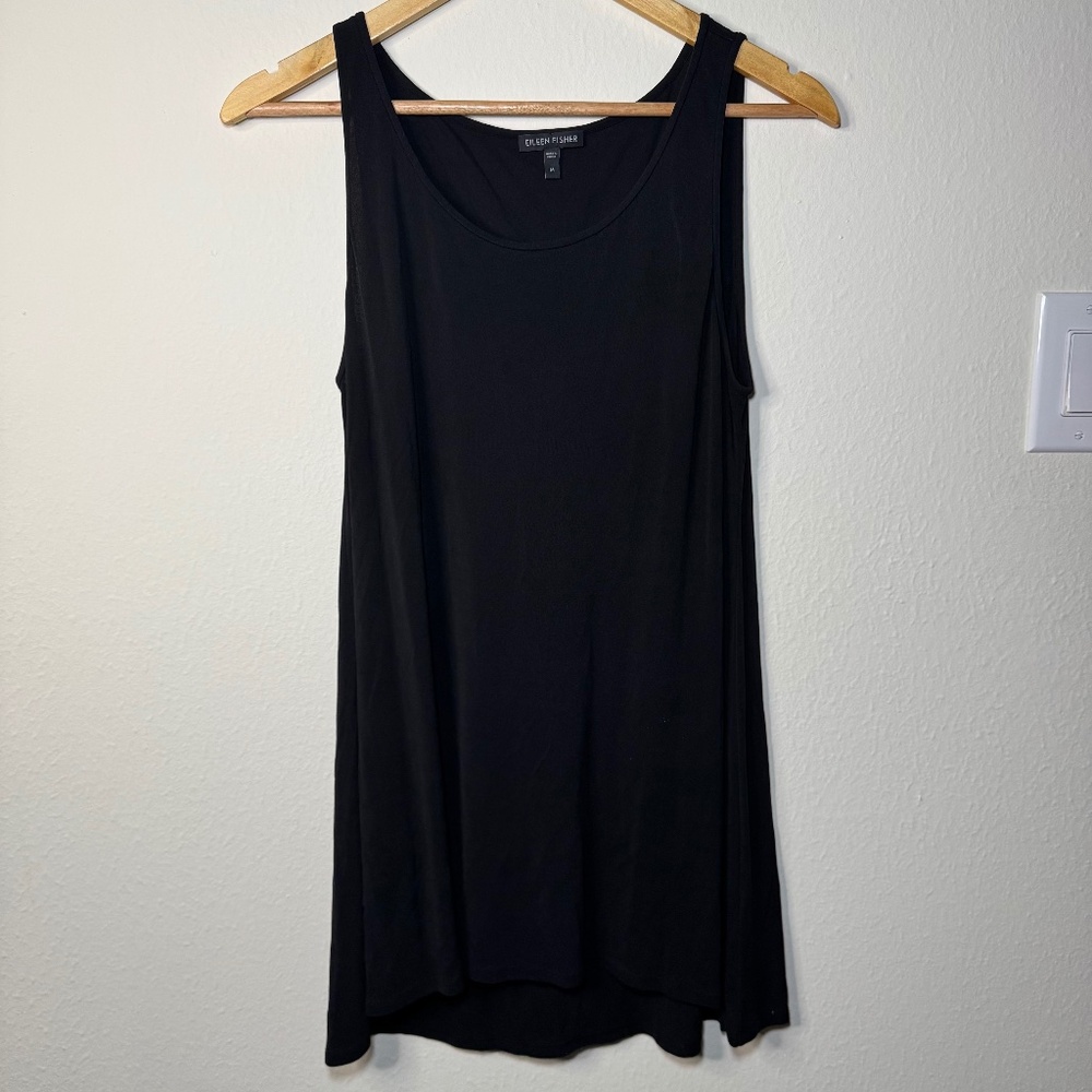Eileen Fisher Tank Women's MD Black Silk Minimalist Flowy Solid Classic
